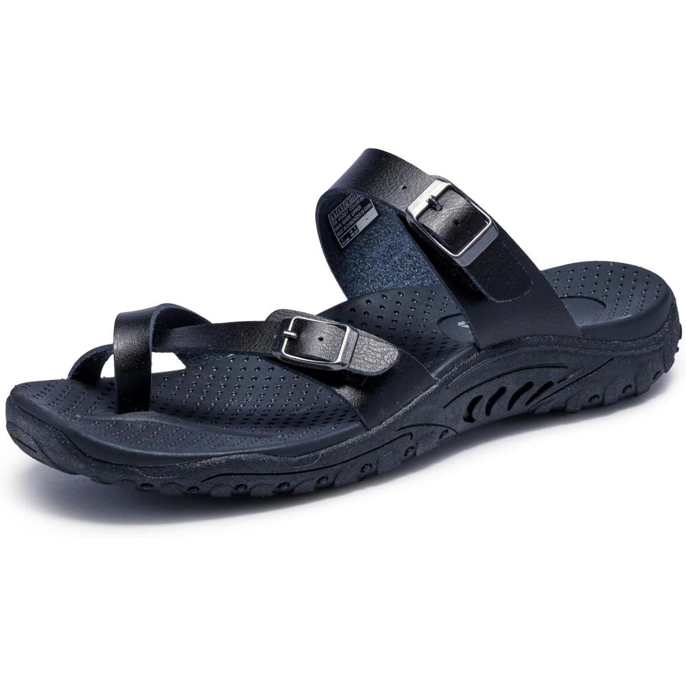 imageSkechers womens Reggaecarribean Double Buckle Toe Thong SlideBlack