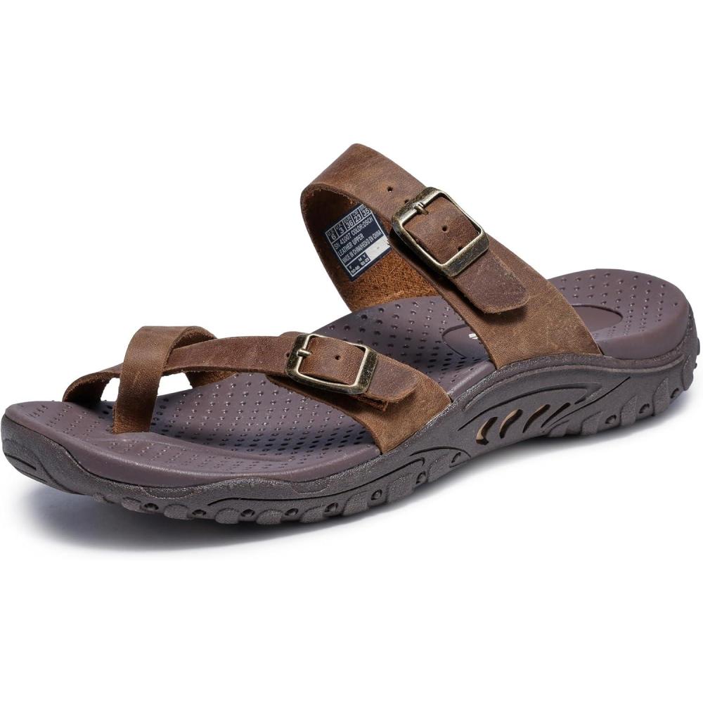 imageSkechers womens Reggaecarribean Double Buckle Toe Thong SlideDesert Crazyhorse