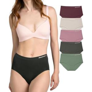 Skechers 5 Pack Womens Briefs, Seamless Underwear Panties, Ropa Sin Costuras Para Mujeres(Red/Beige/Lilas/Green/Hedge)