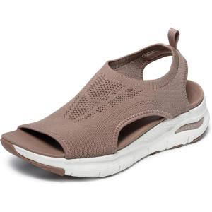 Skechers Women’s Arch Fit – City Catch Womens Knit Slip-On Sandals(Mocha)