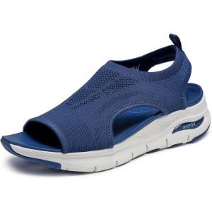 Skechers Women’s Arch Fit – City Catch Womens Knit Slip-On Sandals(Navy)