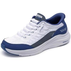Skechers Women’s Contour Foam Hands Free Slip-Ins, White/Navy, 7.5