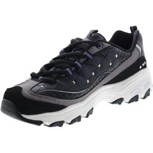 Skechers Womens D’Lites Fresh Start Memory Foam Lace-up Sneaker(Black Wht Multi)