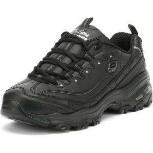Skechers Womens D’Lites Fresh Start Memory Foam Lace-up Sneaker(Black/Black)
