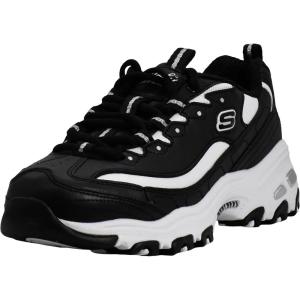 Skechers Womens D’Lites Fresh Start Memory Foam Lace-up Sneaker(Black/White)