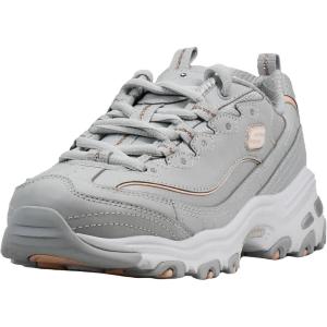 Skechers Womens D’Lites Fresh Start Memory Foam Lace-up Sneaker(Grey)