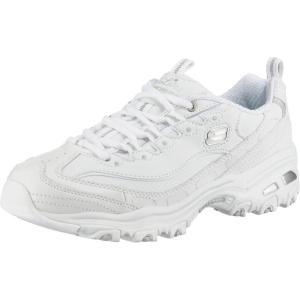 Skechers Womens D’Lites Fresh Start Memory Foam Lace-up Sneaker(White/Silver)