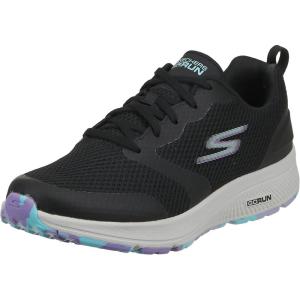 Skechers Women’s Go Run Consistent Sneaker(Black Textile Lavender Trim)