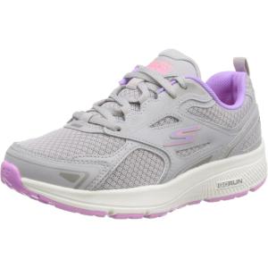 Skechers Women’s Go Run Consistent Sneaker(Gray Leather Lavender Trim)