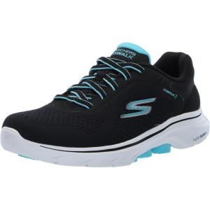 Skechers Womens Go Walk 7 – Cosmic Waves Athletic Walking Sneaker(Black/Turquoise)
