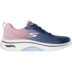 Skechers Womens Go Walk Arch Fit 2.0 Balin(Navy Textile Pink Trim)