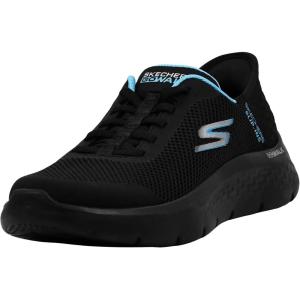 Skechers Womens Go Walk Flex Hands Free Slip-ins-Grand Entry Sneaker(Black/Aqua)