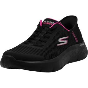 Skechers Womens Go Walk Flex Hands Free Slip-ins-Grand Entry Sneaker(Black/Hot Pink)
