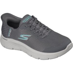 Skechers Womens Go Walk Flex Hands Free Slip-ins-Grand Entry Sneaker(Charcoal/Turquoise)