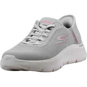 Skechers Womens Go Walk Flex Hands Free Slip-ins-Grand Entry Sneaker(Grey/Pink)