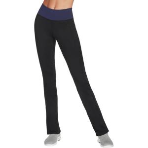 Skechers Womens Go Walk High Waisted Pant Joy – 4-Way Stretch, Moisture-Wicking, Layered Waistband(Bold Black/Blue Iris)