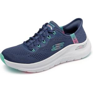 Skechers Womens Hands Free Slip-ins Arch Fit 2.0-Easy Chic(Navy Turquoise)