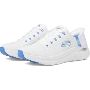 Skechers Womens Hands Free Slip-ins Arch Fit 2.0-Easy Chic(White Blue)