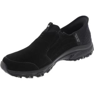 Skechers Women’s Hillcrest Sunapee Hands Free Slip-In Loafers(Black Suede Lycra Trim)