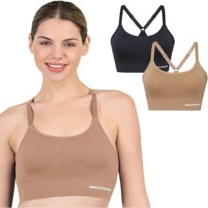 Skechers Womens Ladies Seamless Cami Bra(Black / Tanzine)