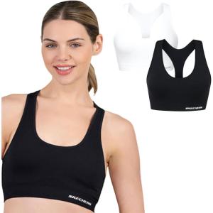 Skechers Womens Ladies Seamless Racerback Bra(Bright White / Jet Black)