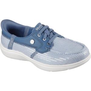 Skechers Womens Martha Stewart On-The-go Flex Radiant Hands Free Slip-ins Sequin Boat Shoe(Navy)