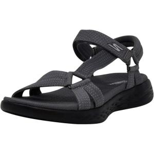Skechers Women’s On-The-go 600-Brilliancy Sport Sandal(Charcoal Black/Black)