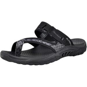 Skechers Women’s REGGAE – Trailway Flip-Flop Sandals(Black/Charcoal)