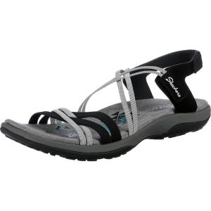 Skechers Women’s Reggae Slim – Takes Two Sandal(Black/Charcoal)