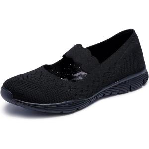 Skechers Women’s Seager – Power Hitter – Engineered Knit Mary Jane(Black/Black)