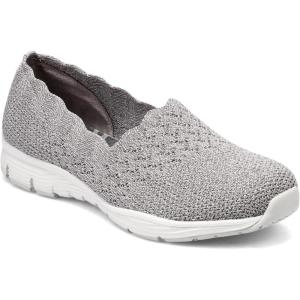 Skechers Women’s Seager – Stat – Scalloped Collar, Engineered Skech-Knit Slip-on – Classic Fit(Charcoal/Grey)