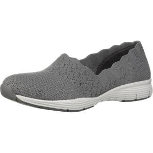 Skechers Women’s Seager – Stat – Scalloped Collar, Engineered Skech-Knit Slip-on – Classic Fit(Grey)