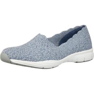 Skechers Women’s Seager – Stat – Scalloped Collar, Engineered Skech-Knit Slip-on – Classic Fit(Light Blue)