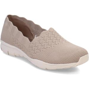 Skechers Women’s Seager – Stat – Scalloped Collar, Engineered Skech-Knit Slip-on – Classic Fit(Taupe)