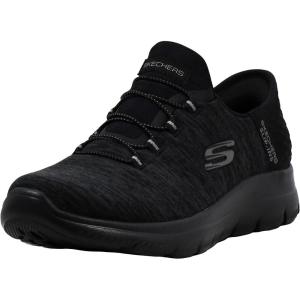 Skechers Women’s Summits Dazzling Haze Hands Free Slip In Sneakers(Black/Black)