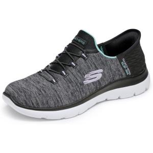 Skechers Women’s Summits Dazzling Haze Hands Free Slip In Sneakers(Black/Turquiose)