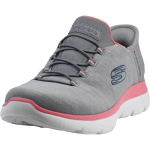 Skechers Women’s Summits Dazzling Haze Hands Free Slip In Sneakers(Grey/Pink)