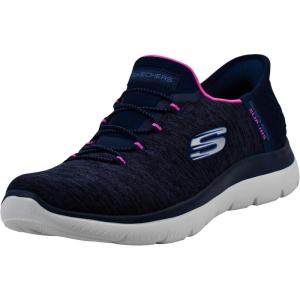 Skechers Women’s Summits Dazzling Haze Hands Free Slip In Sneakers(Navy/Hot Pink)