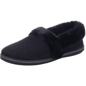Skechers Womens Too Cozy Slipper(Black Microfiber Faux Fur Line)