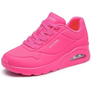 Skechers Women’s Uno-Night Shades Sneaker – Air-Cooled Memory Foam, Skech-Air Midsole, Durabuck Upper(Hot Pink)