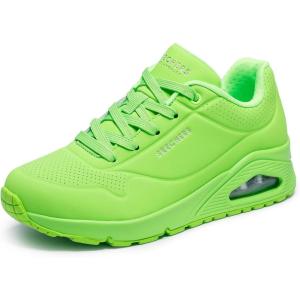 Skechers Women’s Uno-Night Shades Sneaker – Air-Cooled Memory Foam, Skech-Air Midsole, Durabuck Upper(Lime)
