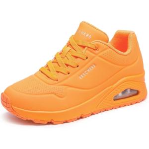 Skechers Women’s Uno-Night Shades Sneaker – Air-Cooled Memory Foam, Skech-Air Midsole, Durabuck Upper(Orange)