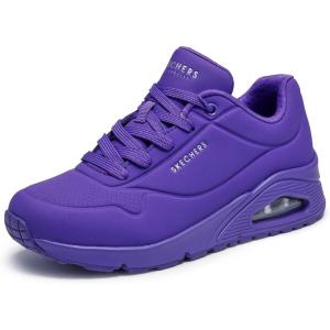 Skechers Women’s Uno-Night Shades Sneaker – Air-Cooled Memory Foam, Skech-Air Midsole, Durabuck Upper(Purple)