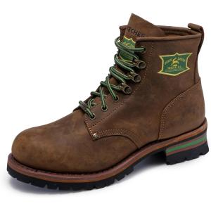 Skechers mens John Deere: Cascades Leather Lace-up Work Boots(Dark Brown)