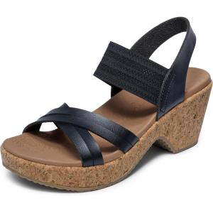 Skechers womens Brystol – Night SkiesWedge Sandal(Black)