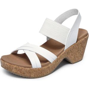 Skechers womens Brystol – Night SkiesWedge Sandal(White)