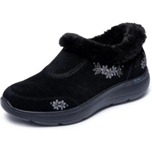 Skechers womens Hands Free Slip-ins On-the-go Encore Embroidered Slipper(Black/Black)