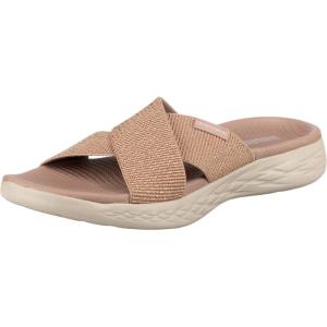 Skechers womens On-the-go 600 – Glistening Metallic Mesh Slide Sandals(Rosegold)