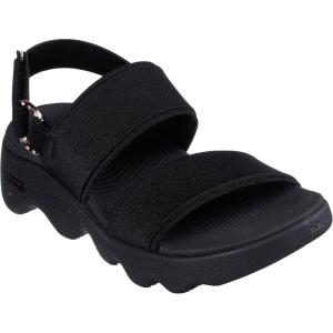 Skechers womens On-the-go Go Walk Massage Fit – Renee Sandal(Black/Rose Gold)