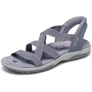 Skechers womens Reggae Slim – Stretch Flex Hands Free Slip-ins(Grey)